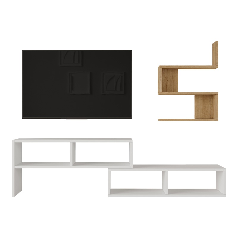 Set mobilier living Kakomo, Pako World, Alb-Natural, 170x29x43 cm - 3 | YEO