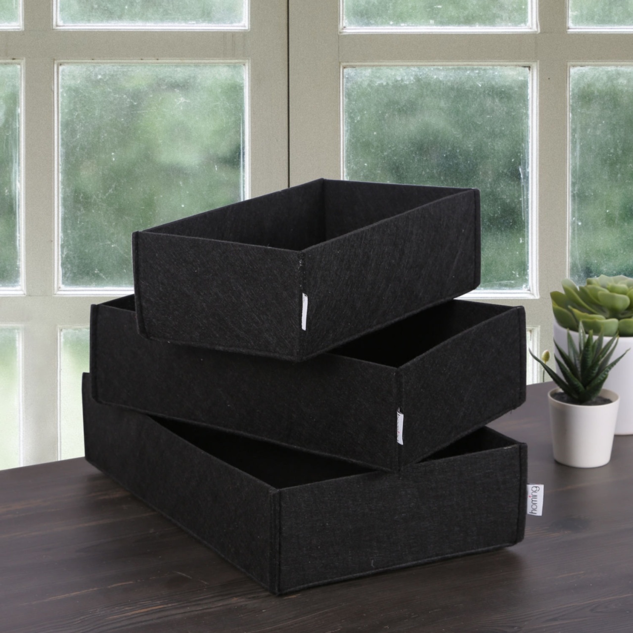 Set organizator de birou din fetru (3 bucati) HMY-6271 Negru 32x21x7.5 cm