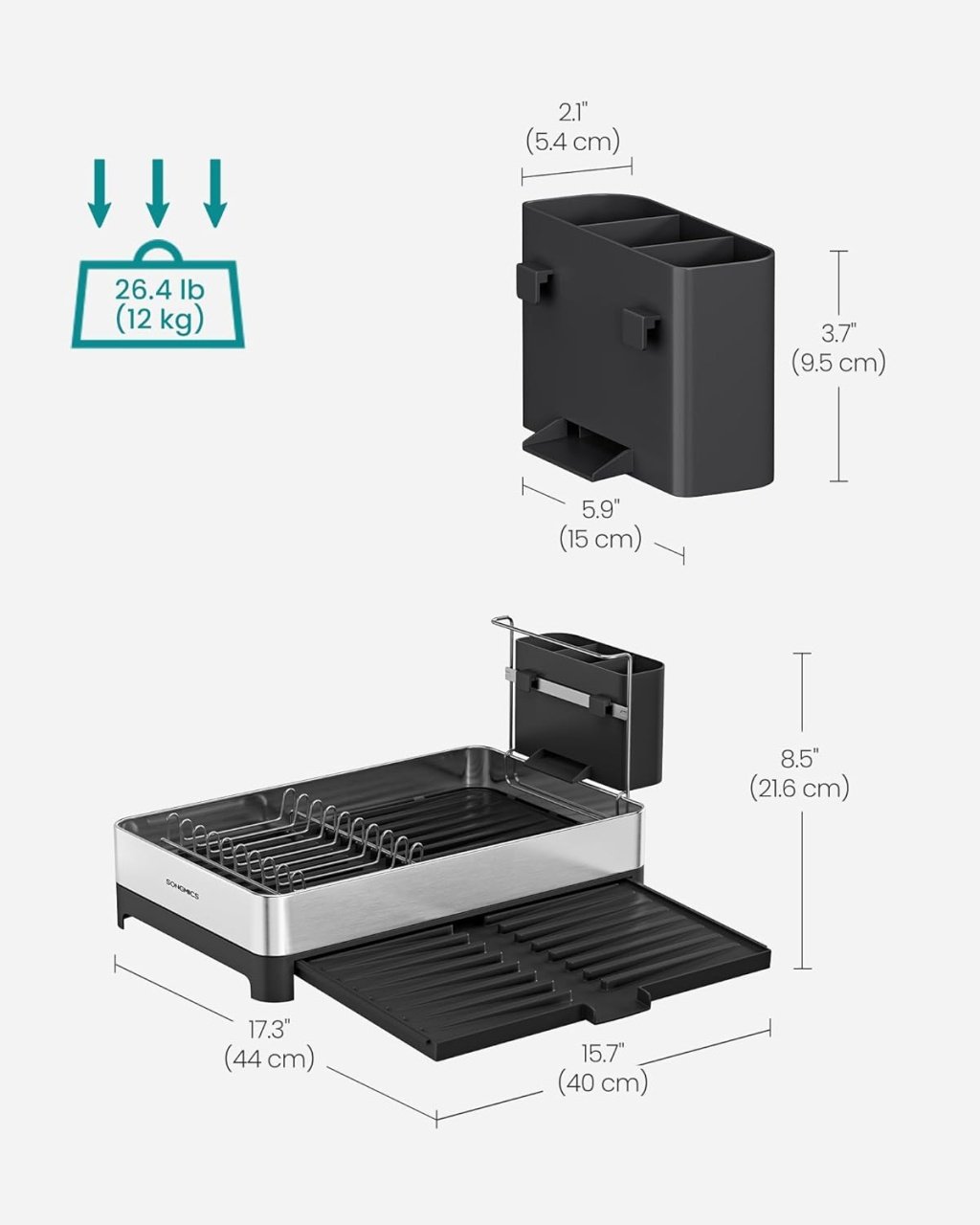 Suport vase Songmics Negru 54.6x42.8x32.8 cm