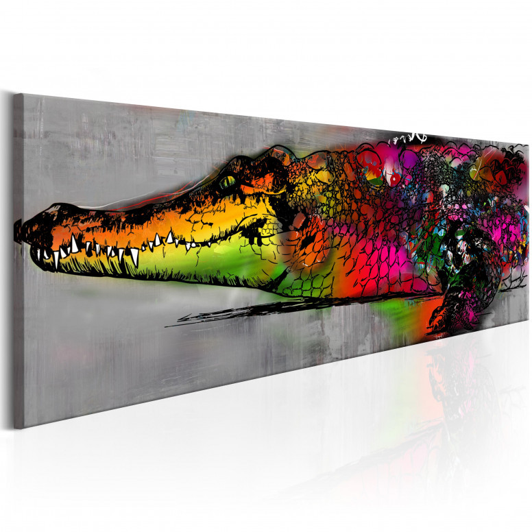 Tablou - Colourful Alligator 135x45 cm