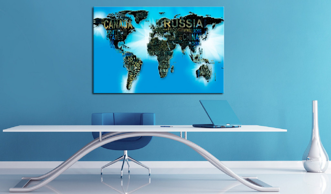 Tablou din plută - Blue World [Cork Map] 60x40 cm - 1 | YEO