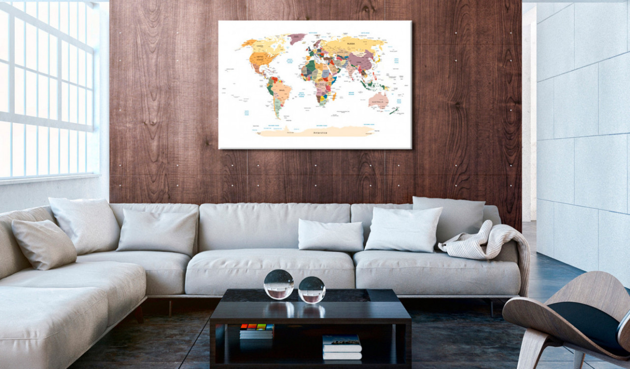 Tablou din plută - World Map [Cork Map] 90x60 cm - 1 | YEO