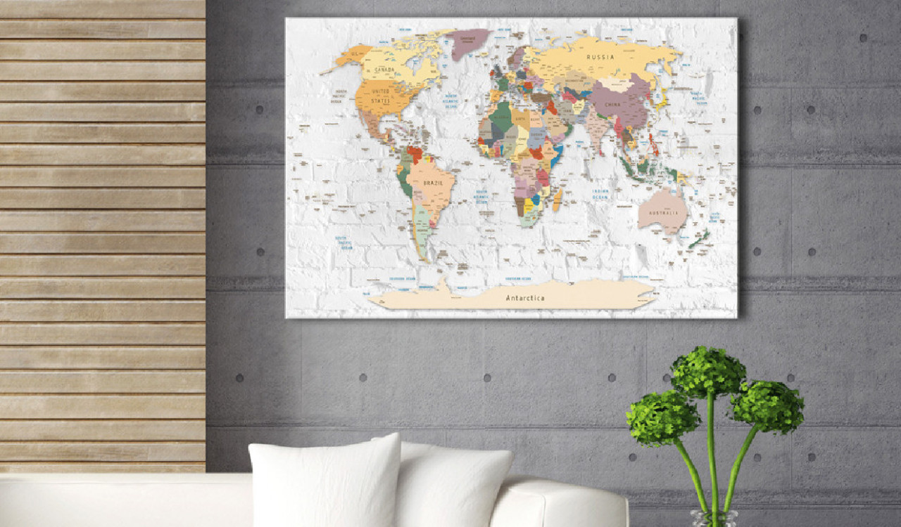 Tablou din plută - World\'s Walls [Cork Map] 60x40 cm - 1 | YEO