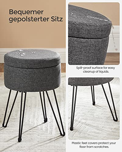 Taburet cu depozitare, Songmics, Gri, 31×31×43 cm - 3 | YEO