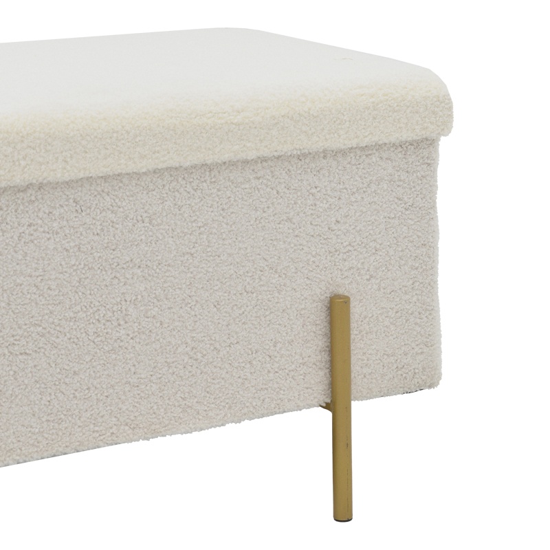 Taburet Ziwel cu capac teddy alb auriu 80x40x40 cm - 4 | YEO