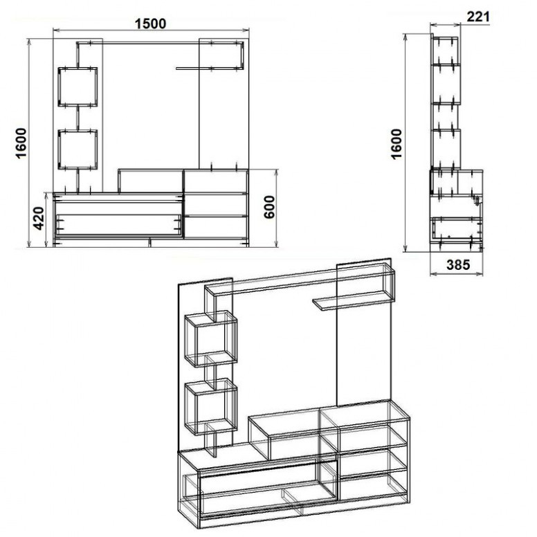 Ansamblu Comoda TV Aiden sonoma-alb 150x38,5x160cm