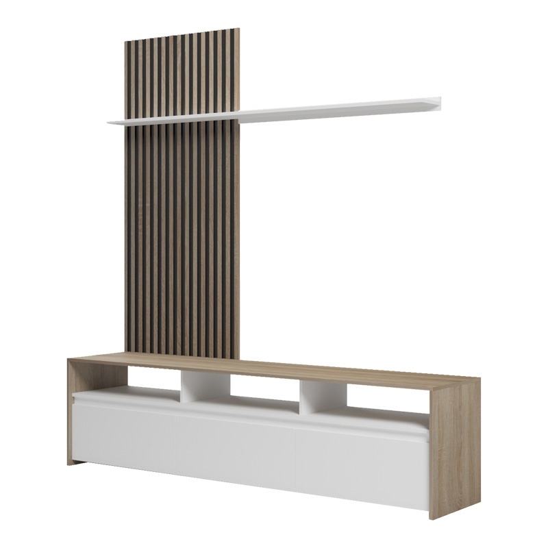 Ansamblu comoda TV Delfina Alb 190x40x199.5 cm - 3 | YEO