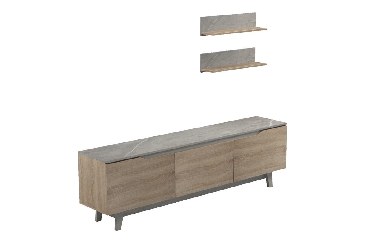 Ansamblu Comoda TV Kasia Stejar-Gri deschis180x35x48.5 cm
