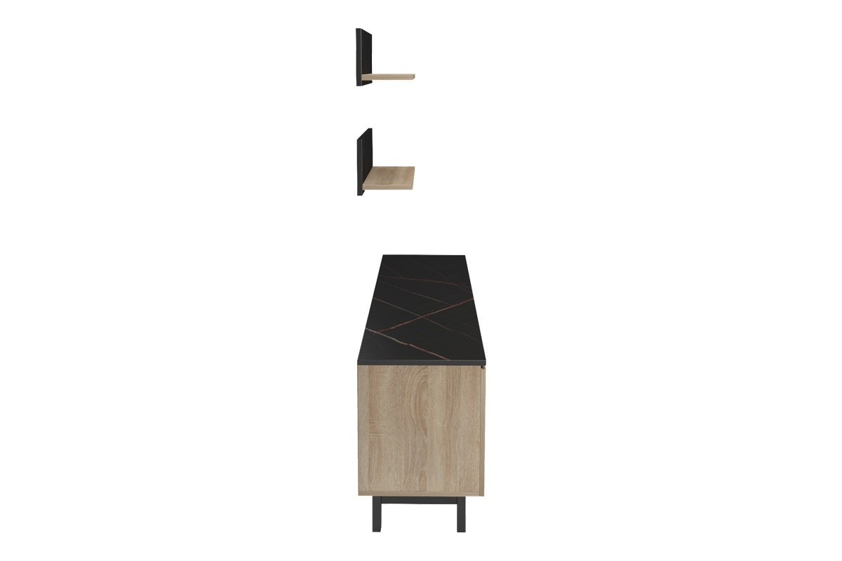 Ansamblu Comoda TV Kasia Stejar-Negru 180x35x48.5 cm - 2 | YEO
