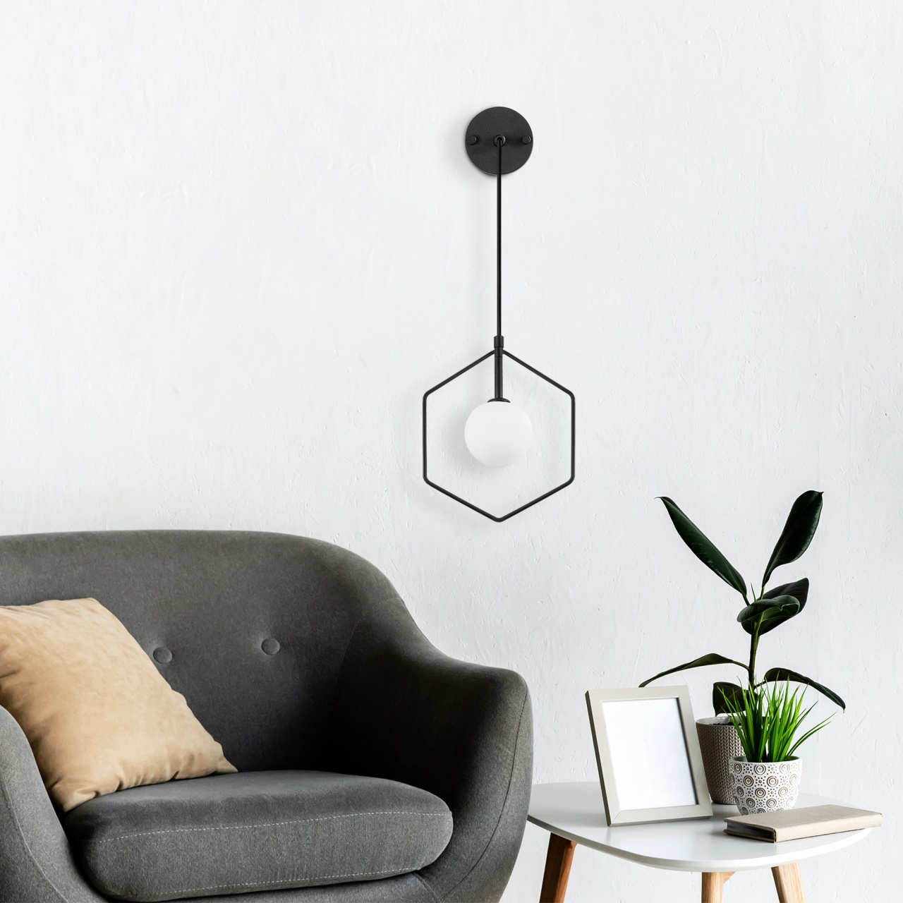 Aplica de perete Geometri Negru 22x15x119 cm