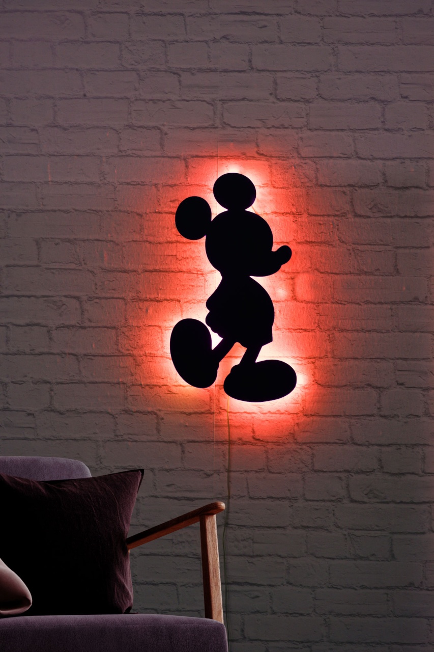 Aplică de perete LED decorativă Mickey Rosu 32x50 cm - 2 | YEO