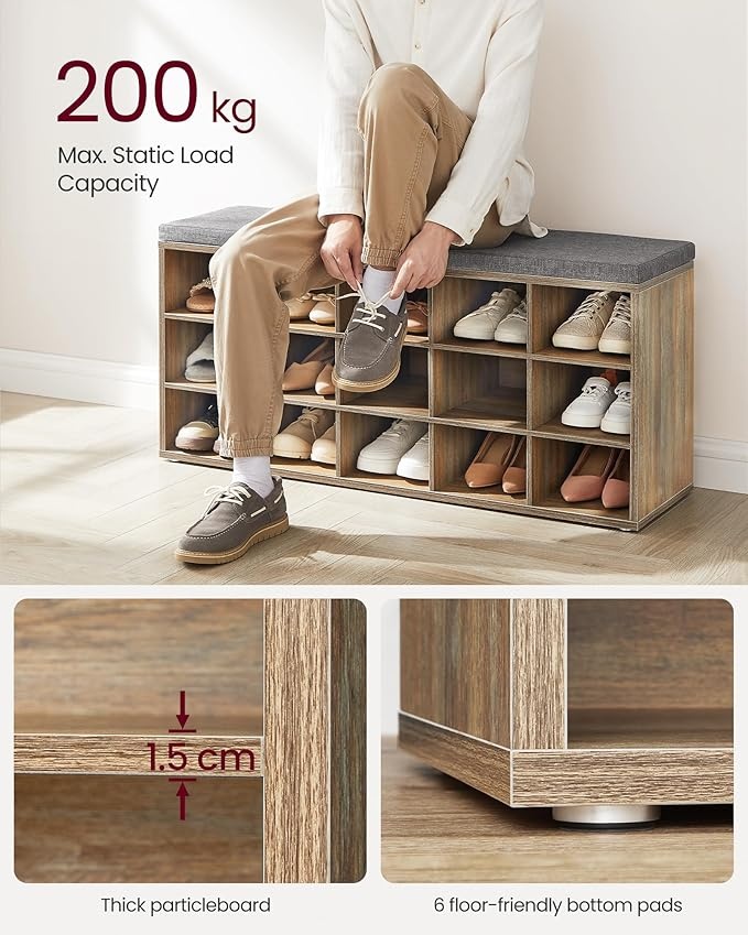 Bancuta hol cufar cu depozitare, Vasagle, Oak, 30 x 105 x 48 cm - 2 | YEO