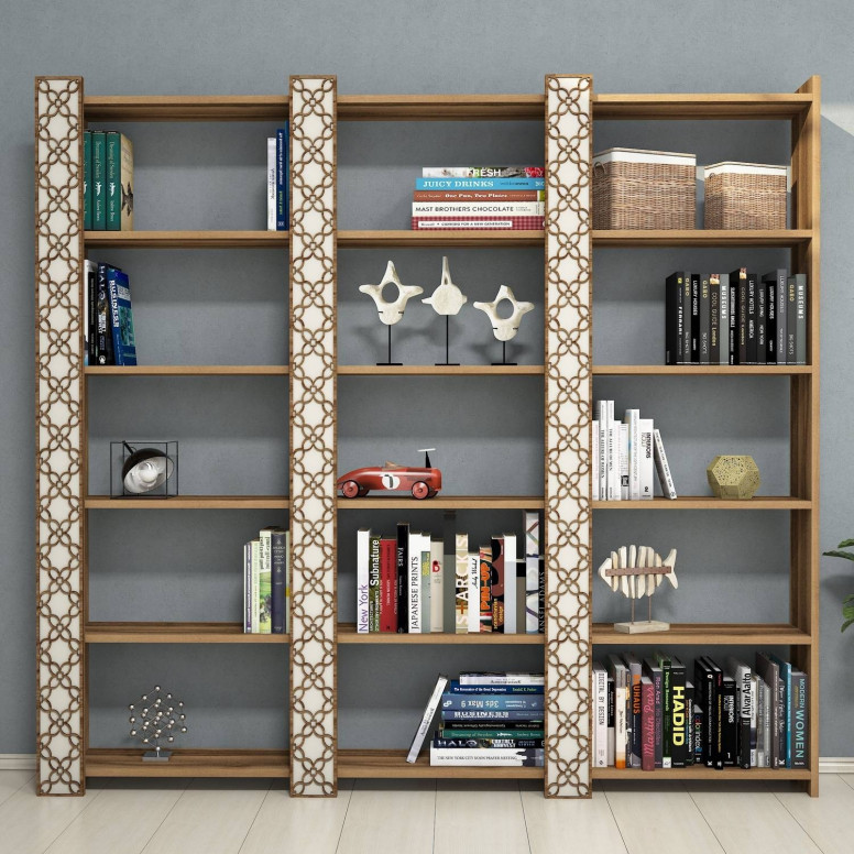 Biblioteca City 3 - Walnut, Cream - 1 | YEO