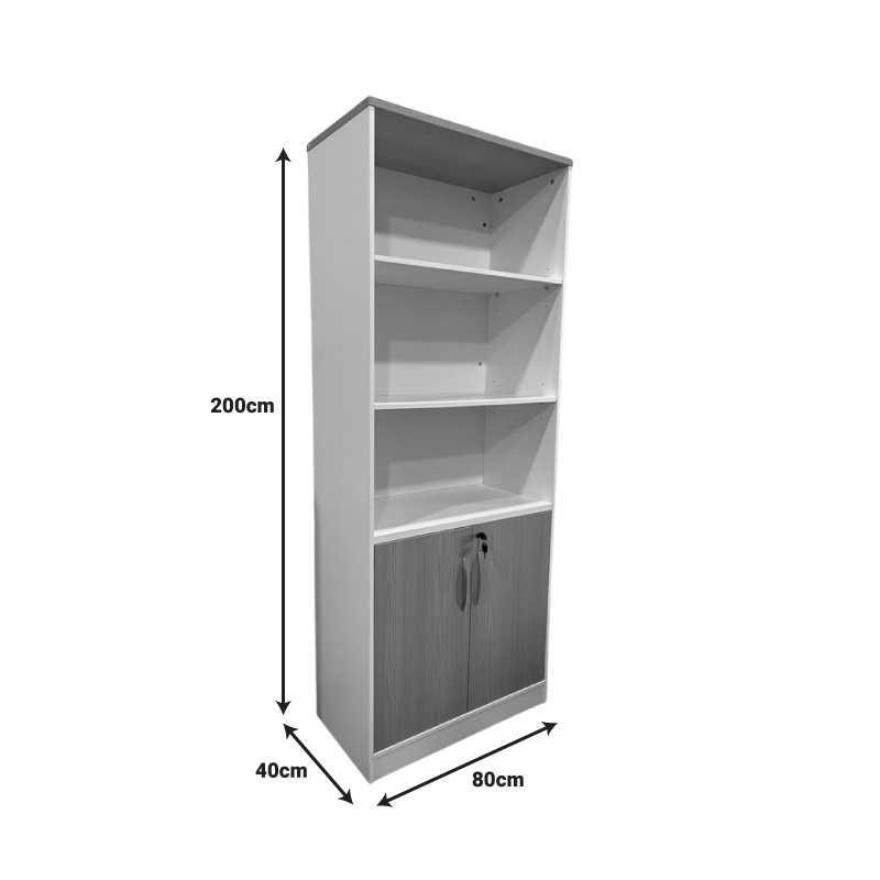 Biblioteca de birou Armadi, Pako World, Alb-Sonoma, 80x40x200 cm