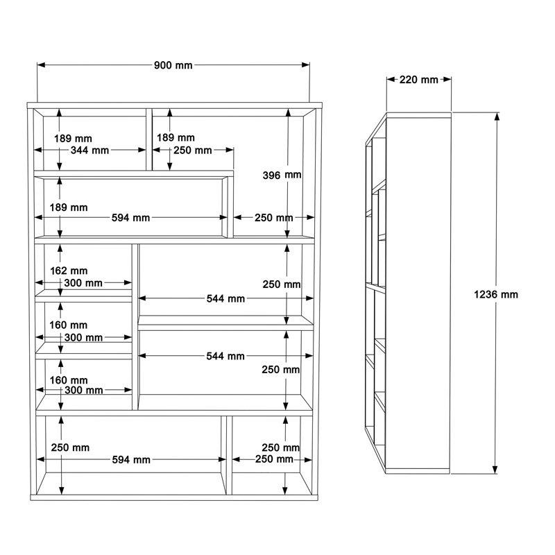 Biblioteca Decora, Pako World, Natural-Alb, 90x22x123 cm