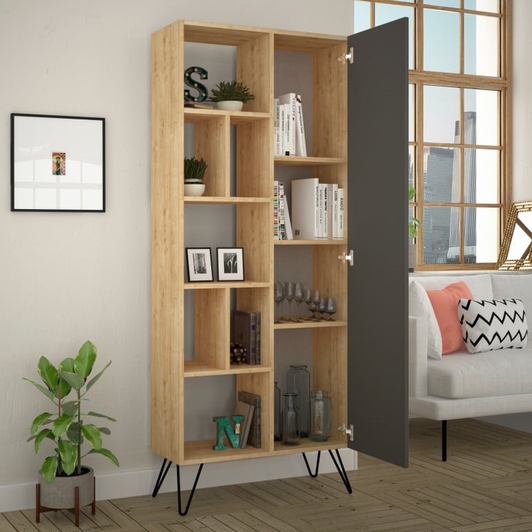 Biblioteca JeddaBookcase Oak-Antracit - 1 | YEO