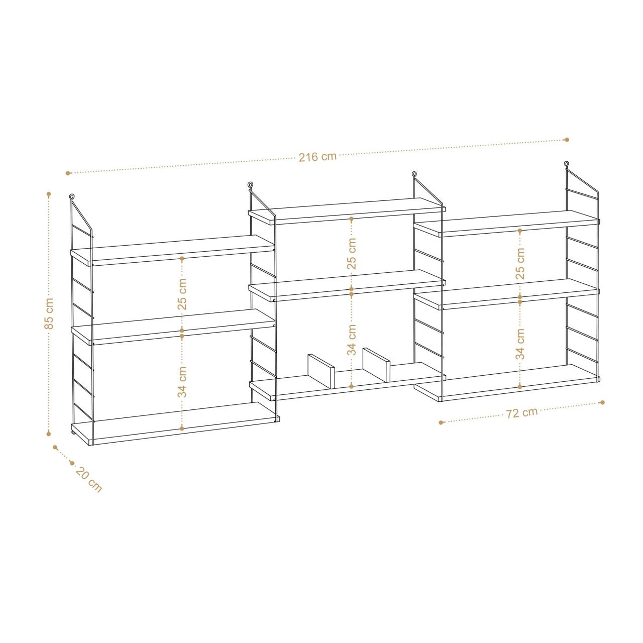 Bibliotecă Laba Stejar 85x216x20 cm - 2 | YEO