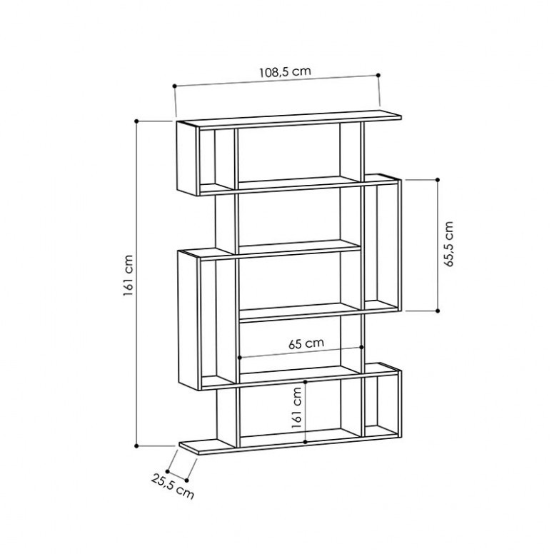 Biblioteca Mito Antracit 108.5x25.5x161 cm - 2 | YEO