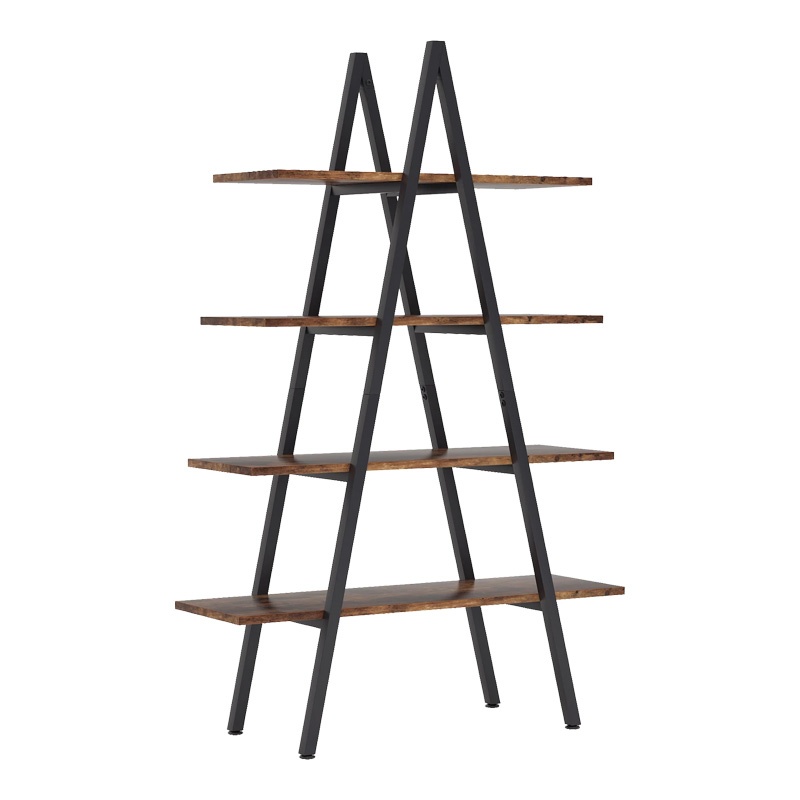 Biblioteca Naroki, Pako World, Metal negru-Nuc, 90x30x155 cm