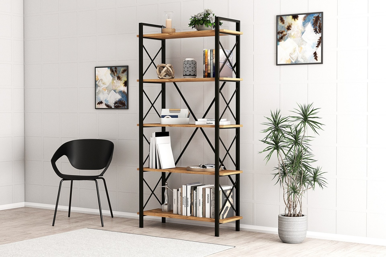 Biblioteca Nero Elit Walnut-Negru - 1 | YEO