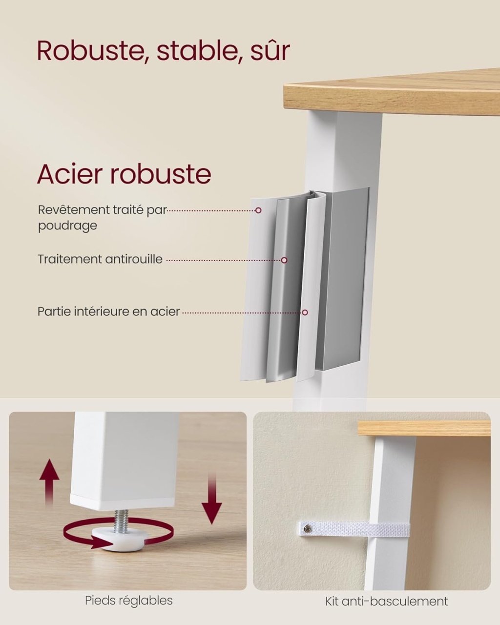 Biblioteca pe colt Vasagle Natural 37.2x37.2x159 cm - 2 | YEO