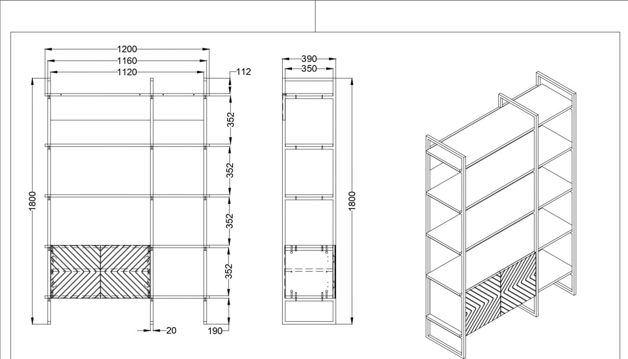 Bibliotecă Santana Nuc 120x180x39 cm