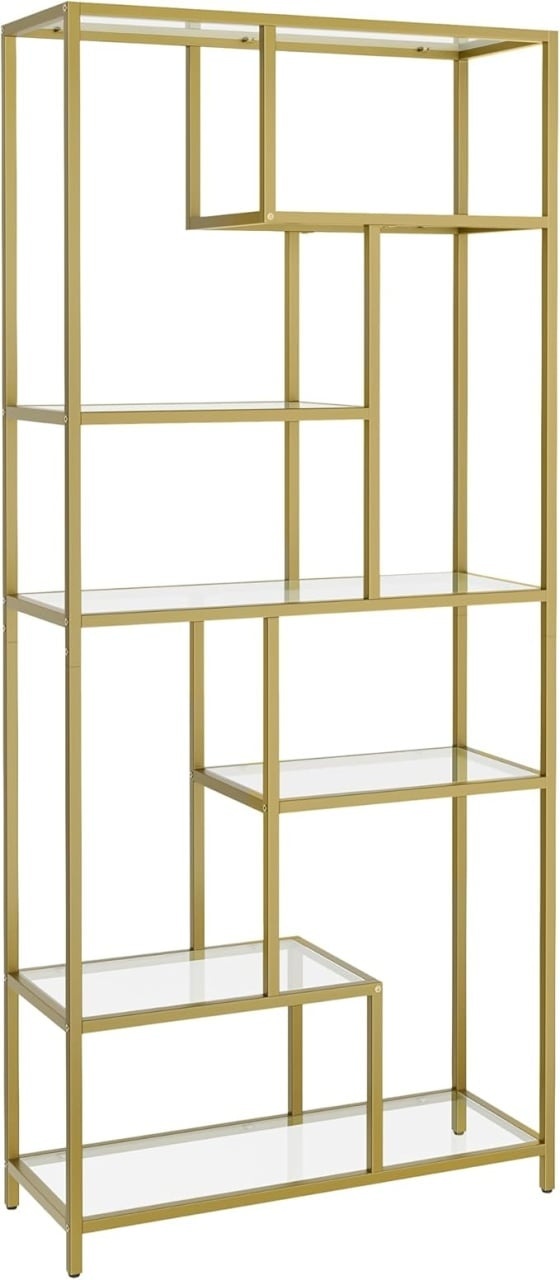 Biblioteca sticla Auriu Vasagle 80x30x180.8 cm