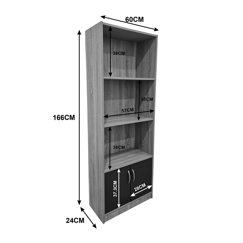 Biblioteca, Tekaro, Pako, Sonoma 60x29x166 cm - 5