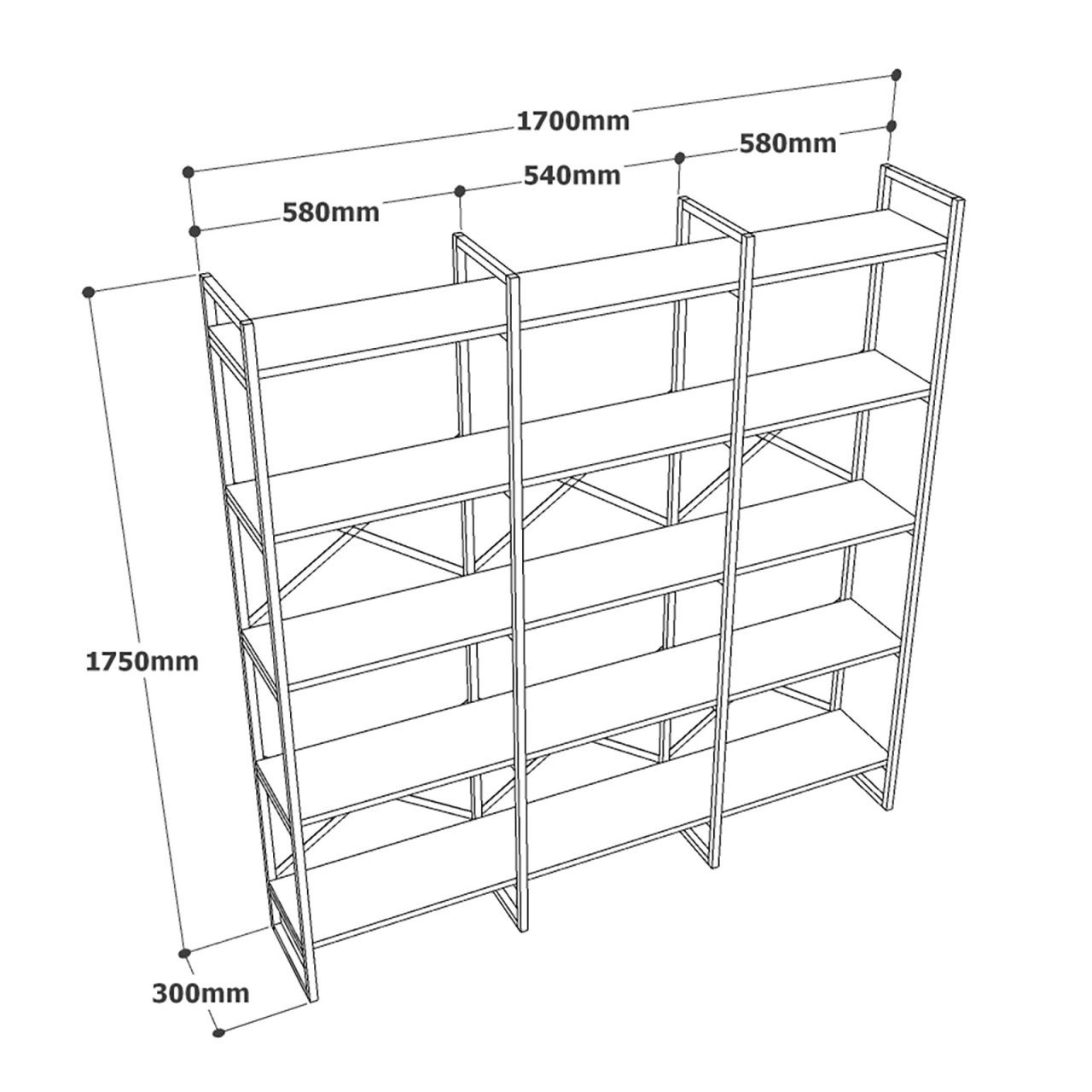 Bibliotecă Vg6 Alb 170x175x30 cm - 4 | YEO