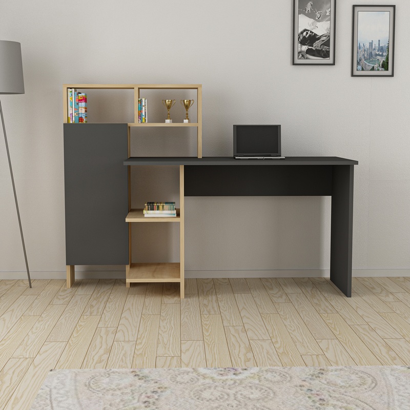 Birou Calisma, Pako World, Stejar-Gri, 135x60x111 cm - 2 | YEO