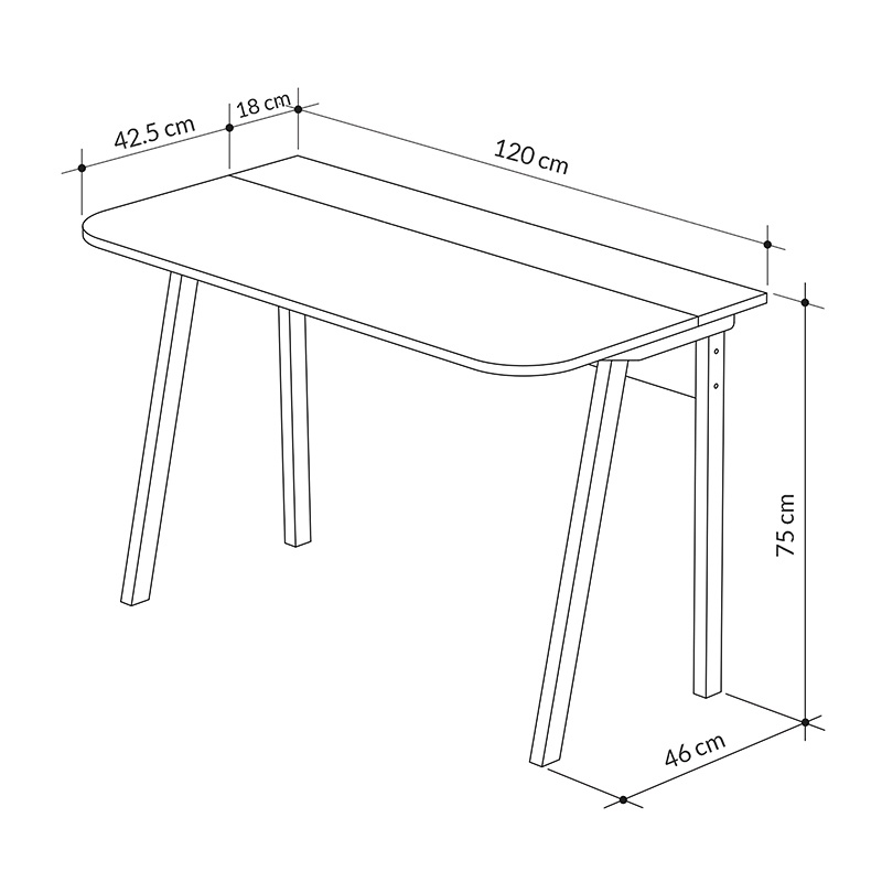 Birou Malia Gri inchis 120x60.5x75 cm