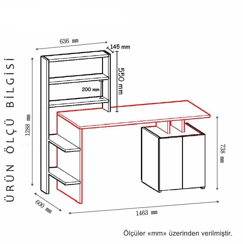 Birou Melis Nuc 146.3x73.8x60 cm - 4 | YEO