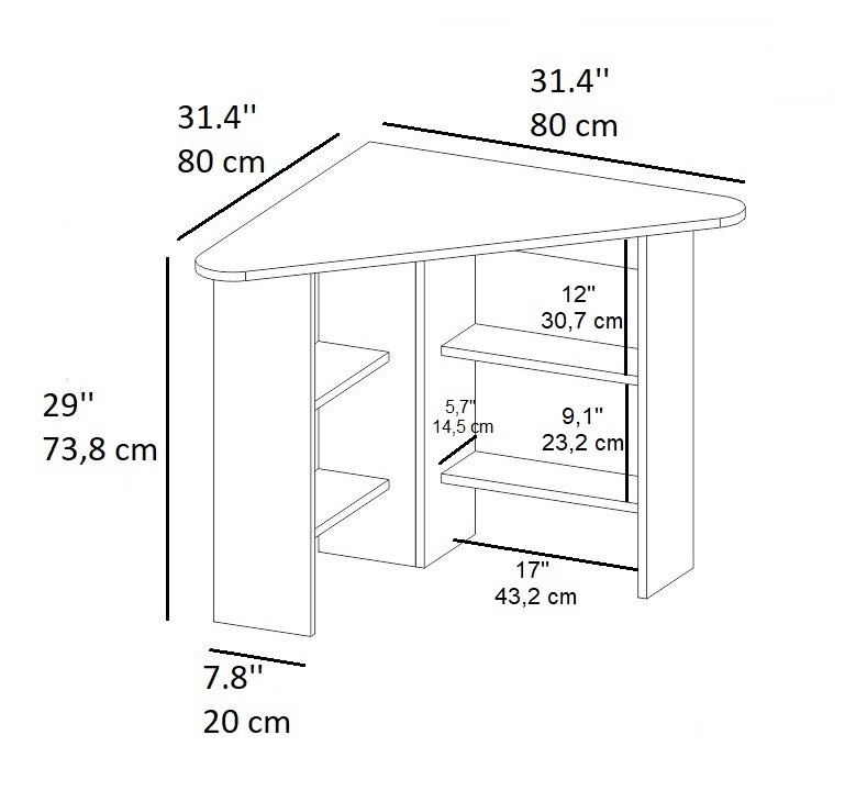 Birou pe colt Corner Alb 80x73.8x80 cm