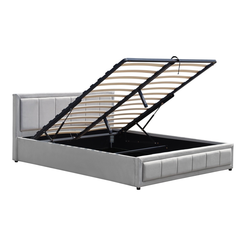 Cadru de pat cu somiera si deopzitare telescopica V3 Huga Gri 167x216x85 cm - 3