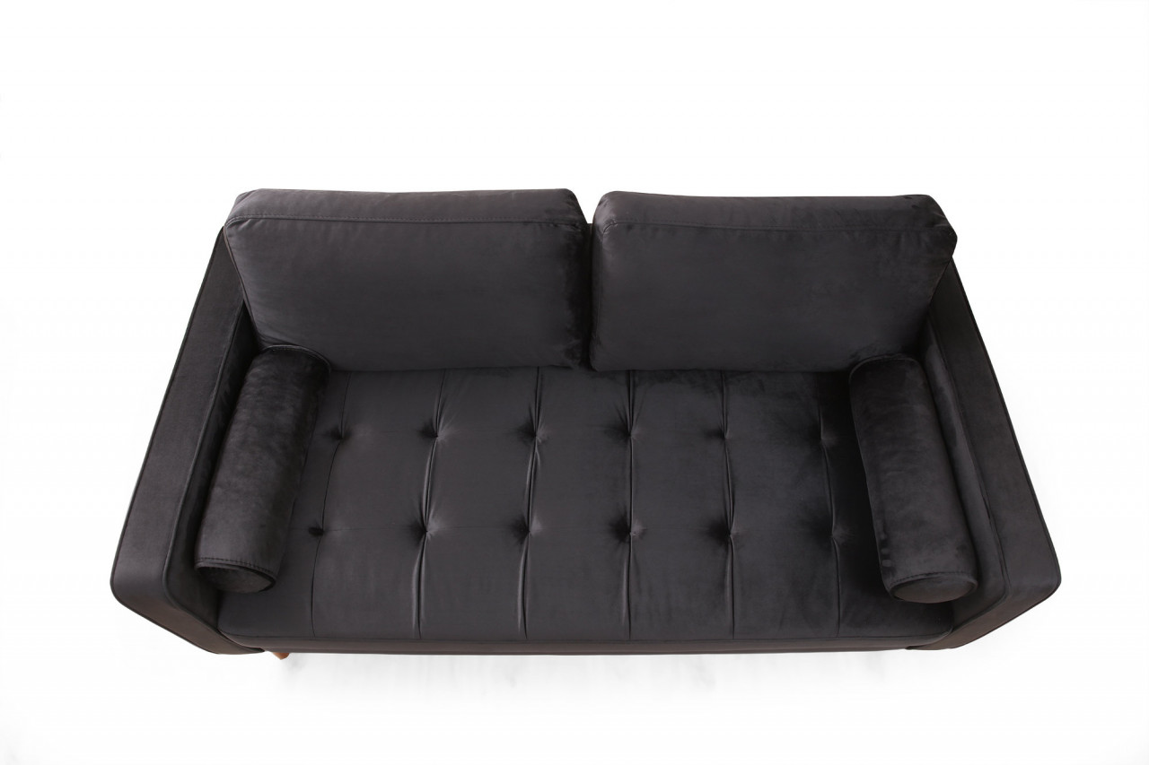 Canapea 2 locuri Jaber Negru 178x80 cm - 3 | YEO