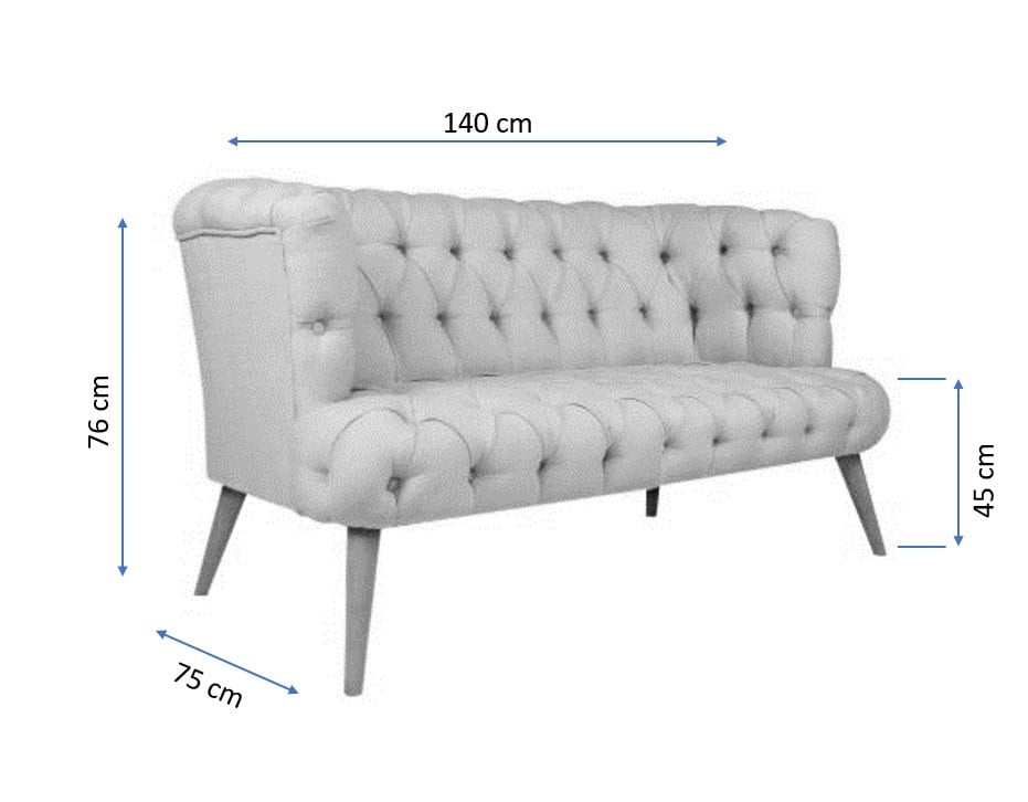 Canapea 2 locuri Salem Gri 141x81 cm