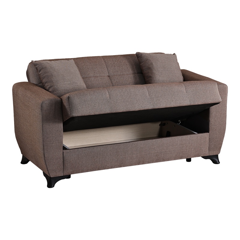 Canapea extensibila cu 2 locuri si spatiu de depozitare, Modesto, Pako, Maro 153x84x86 cm - 3