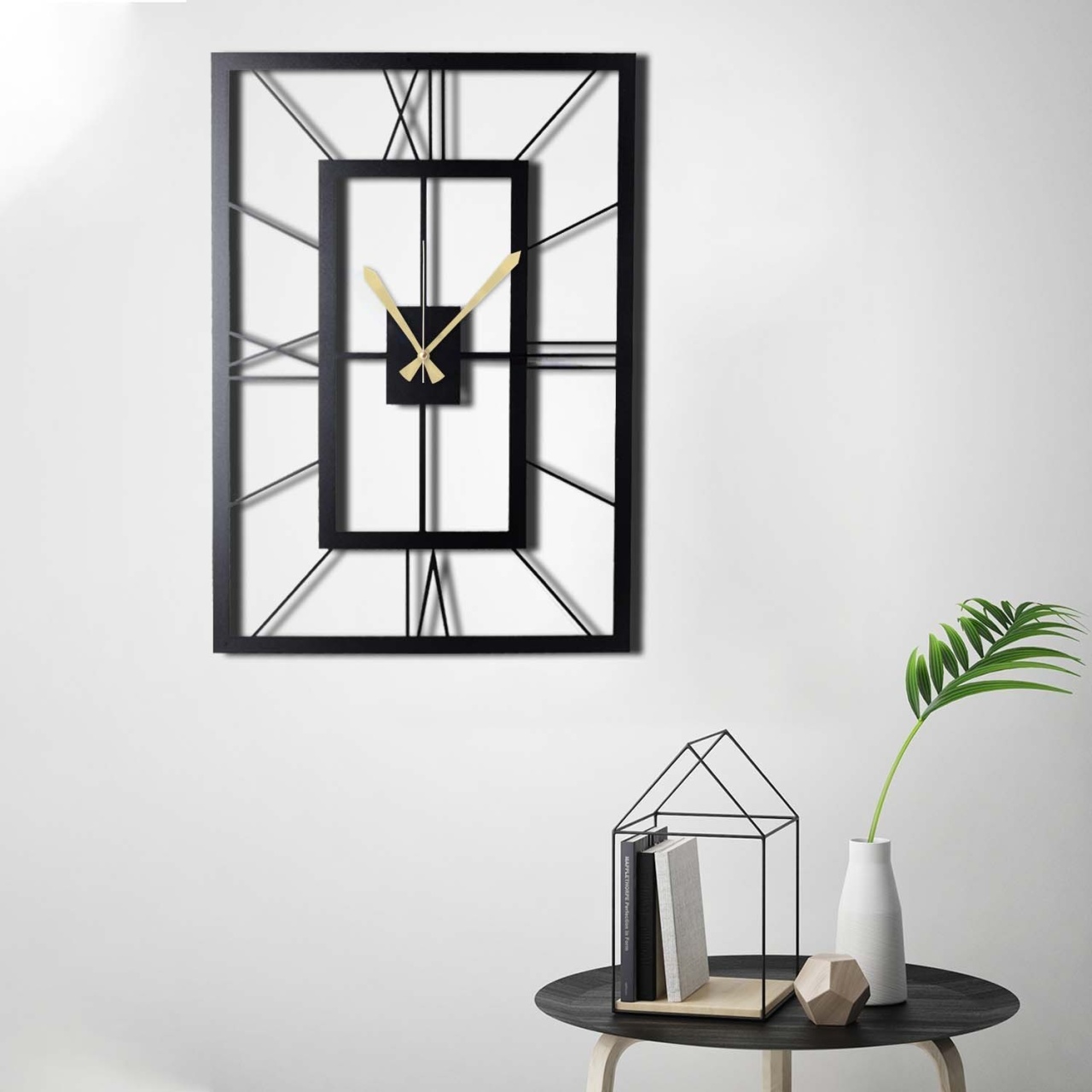 Ceas de perete decorativ din metal November Negru 70x49 cm - 1 | YEO