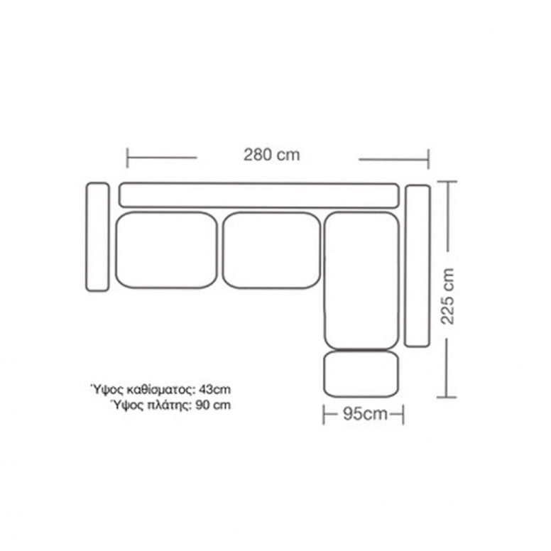 Coltar Stanga Boston Ciel - Crem - Natural 280x225x95 cm - 3 | YEO