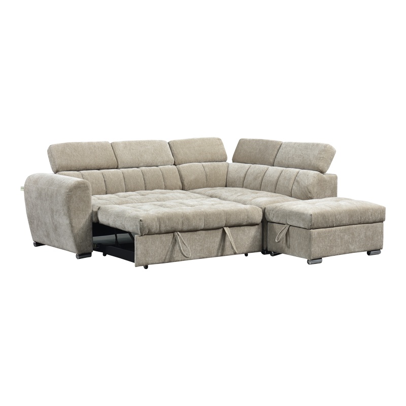 Coltar stanga extensibil cu depozitare, Nuvora, Pako, Bej 244x225x79 cm - 3