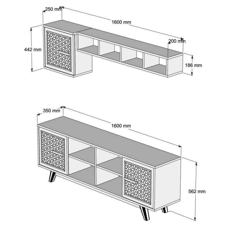 Comoda TV Ayla - Walnut, Alb - 4 | YEO