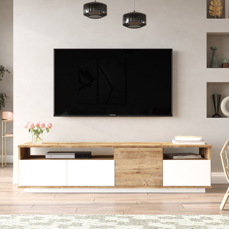 Comoda TV FR5 Athlantic Pine-Alb