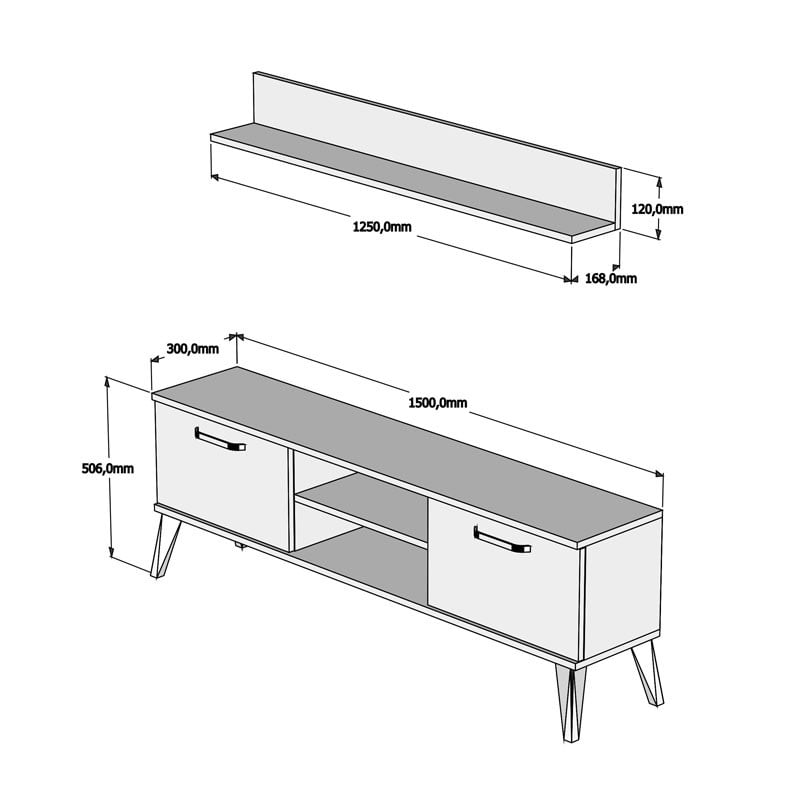 Comoda TV Meliray melaminat alb 150x30x50.6cm - 4 | YEO