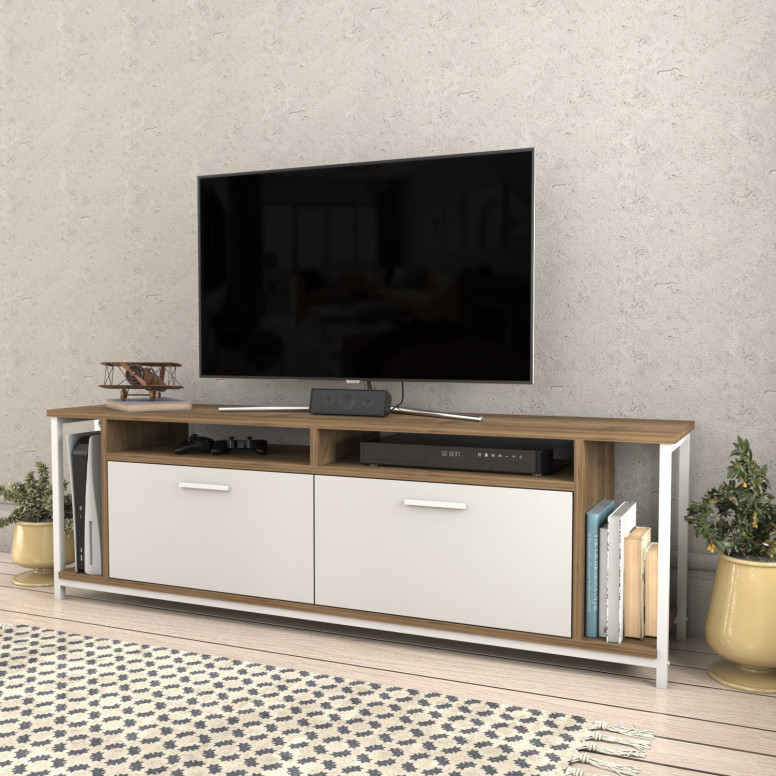 Comoda TV Omar - Alb, Walnut - 2 | YEO