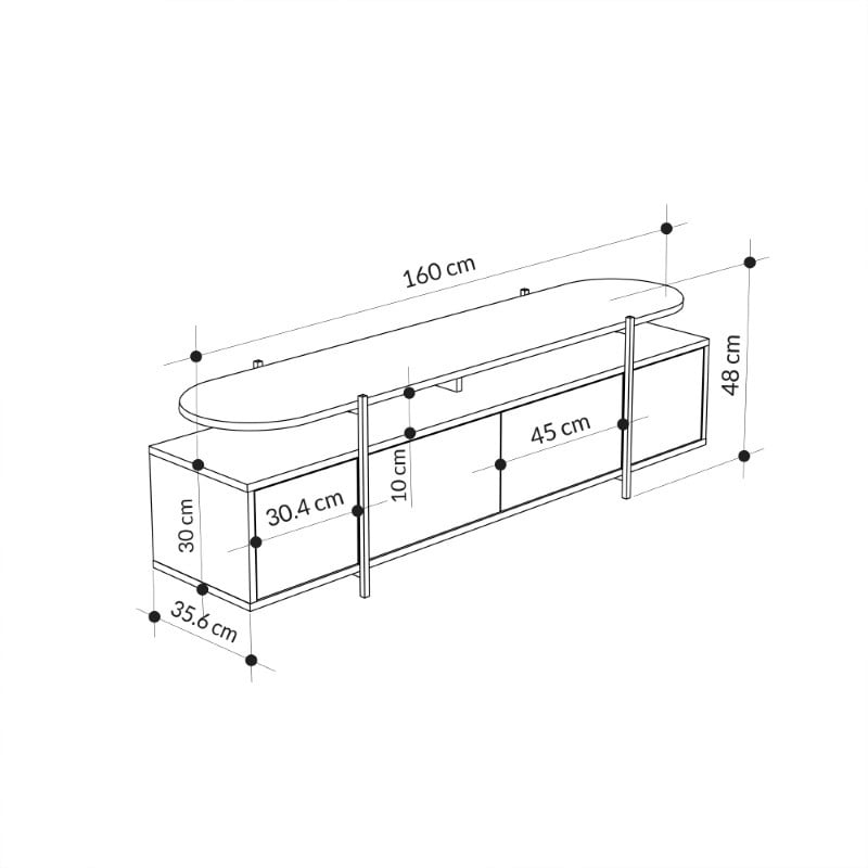 Comoda TV Ondine Pako World Gri 160x35.5x48 cm