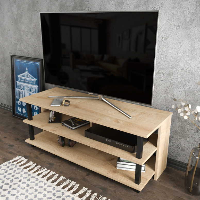 Comoda TV Pueblo - Negru, Oak - 2 | YEO