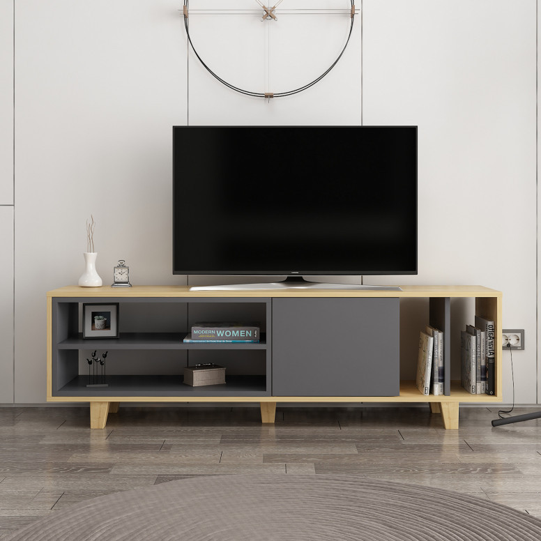 Comoda TV Rosmar - Oak, Antracit - 1 | YEO