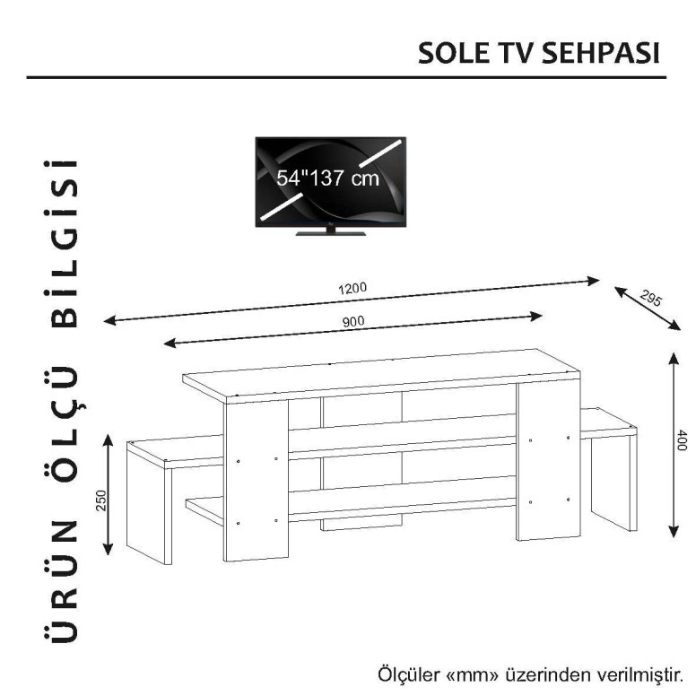 Comoda TV Sole - Alb, Walnut - 3 | YEO