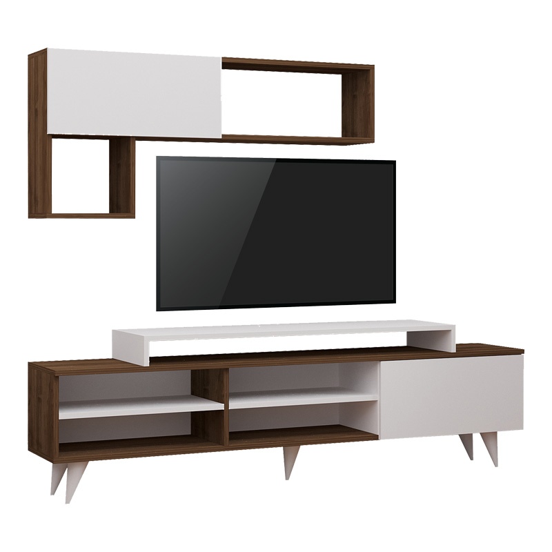 Comoda TV Visao, Pako World, Alb-Nuc, 180x32x55 cm