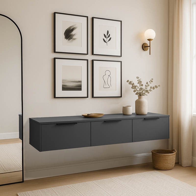 Consola cu 3 sertare Doha, Pako World, Gri inchis, 120x39x22 cm - 1 | YEO